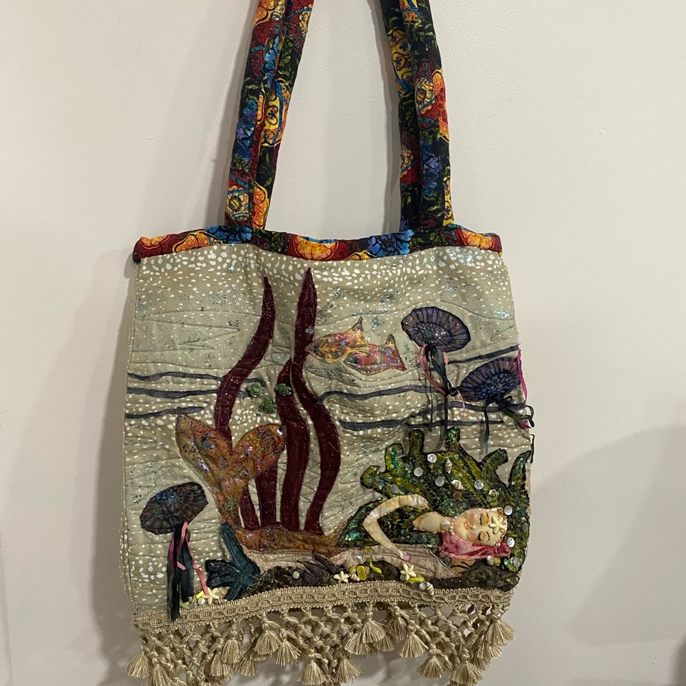 Handmade mermaid quilted bag